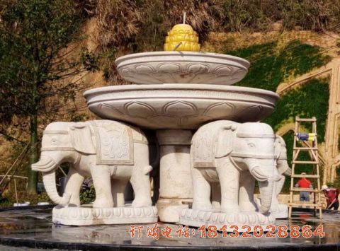 双层大象喷泉石雕